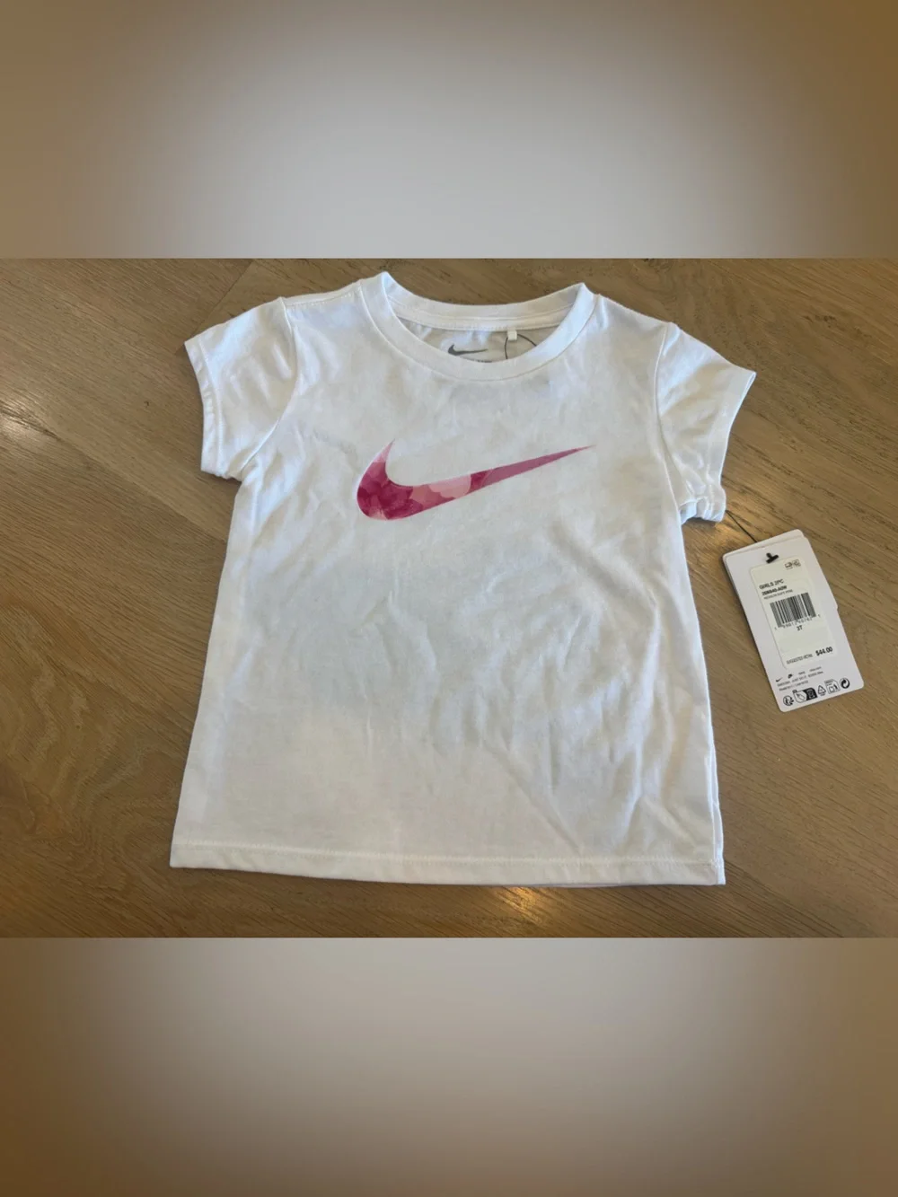 Nike Move with Nature short sleeve tshirt white / pink girls size 3T NWT